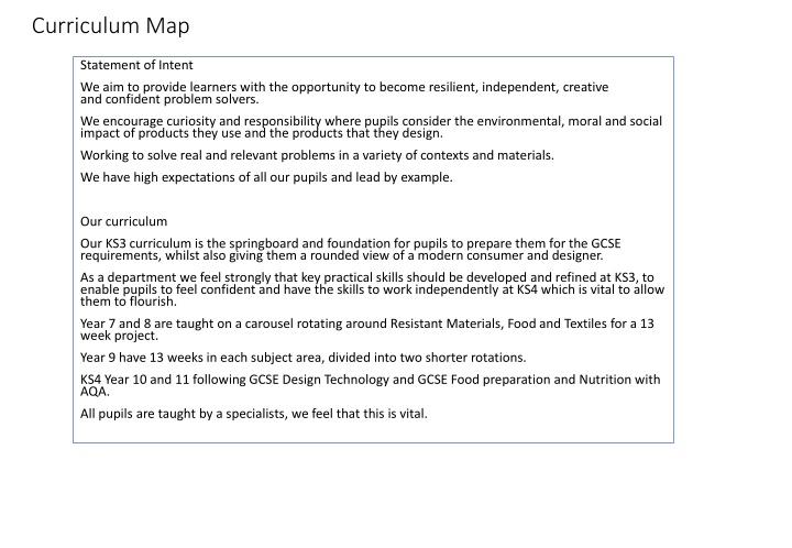 curriculum map n.w