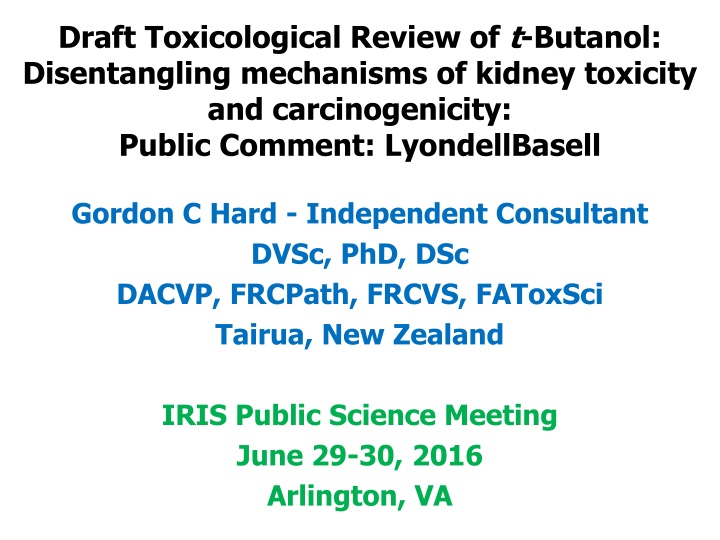draft toxicological review of t butanol n.w
