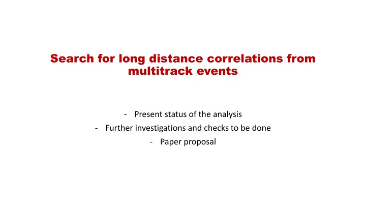 search for long distance correlations from n.w