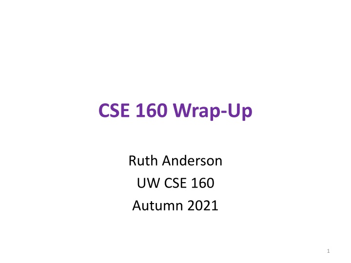 cse 160 wrap up n.w