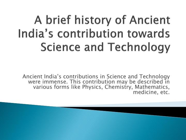 ancient india s contributions in science n.w