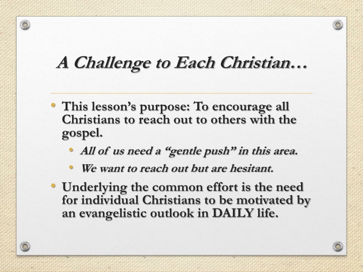 a challenge to each christian n.w