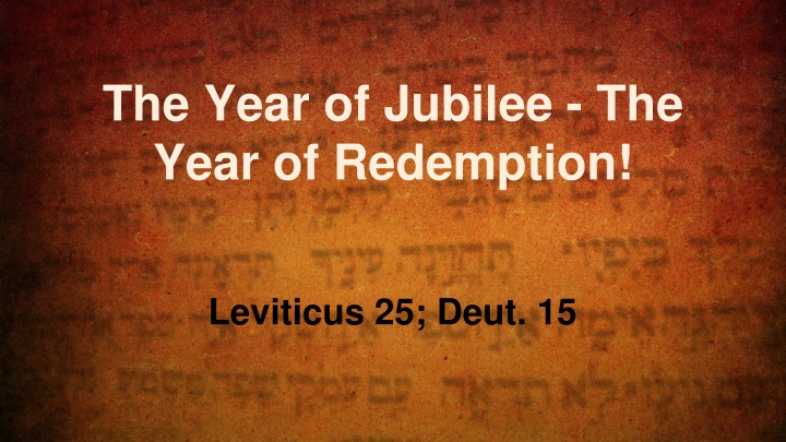 the year of jubilee the year of redemption n.w