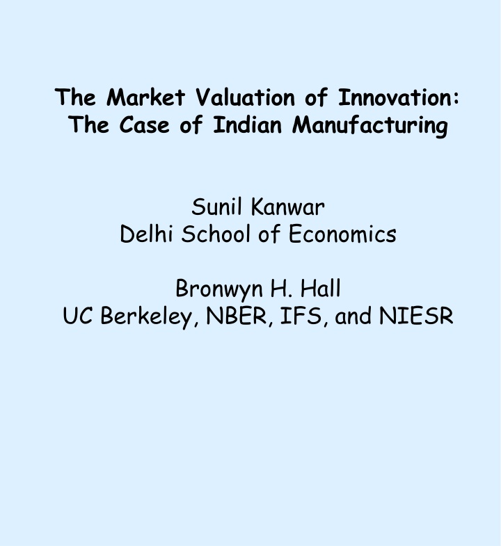 the market valuation of innovation the case n.w