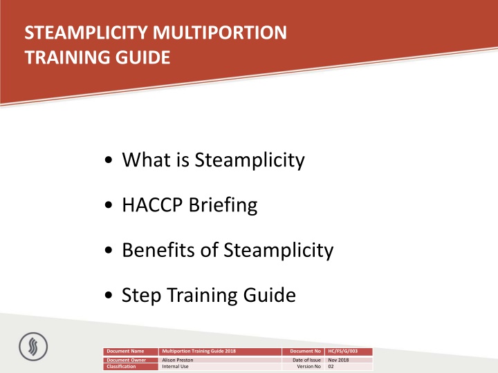 steamplicity multiportion training guide n.w