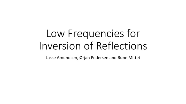 low frequencies for inversion of reflections n.w