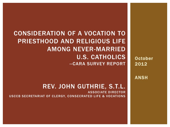 consideration of a vocation to priesthood n.w