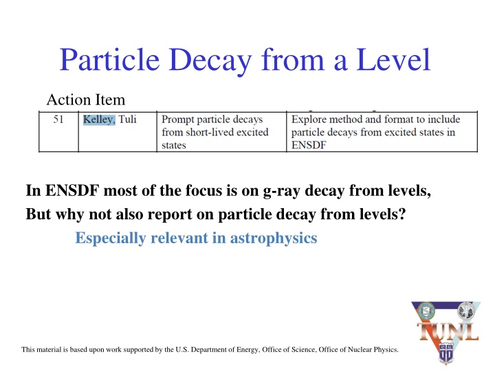 particle decay from a level n.w