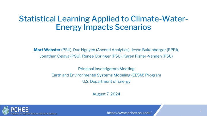 statistical learning applied to climate water n.w