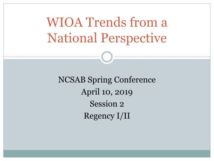 WIOA Trends from a National Perspective at NCSAB Spring Conference
