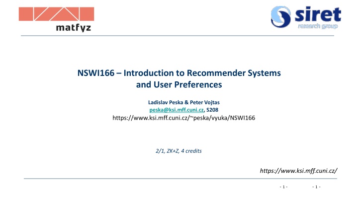 nswi166 introduction to recommender systems n.w