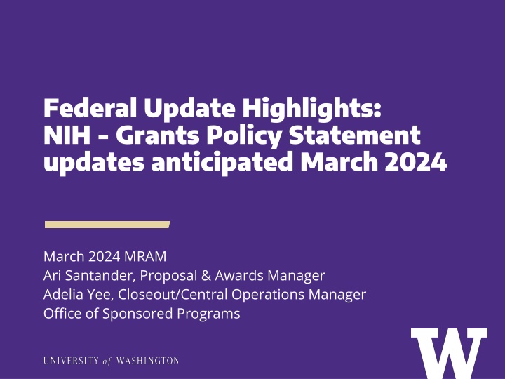 federal update highlights nih grants policy n.w