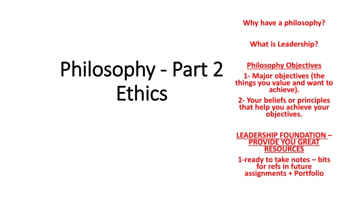 why have a philosophy n.w