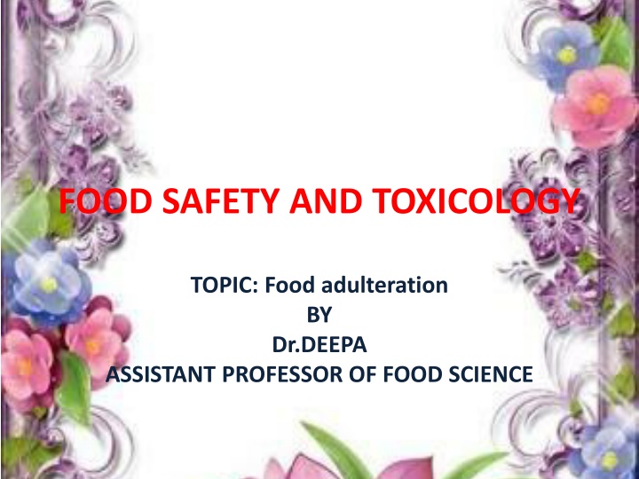 food safety and toxicology n.w