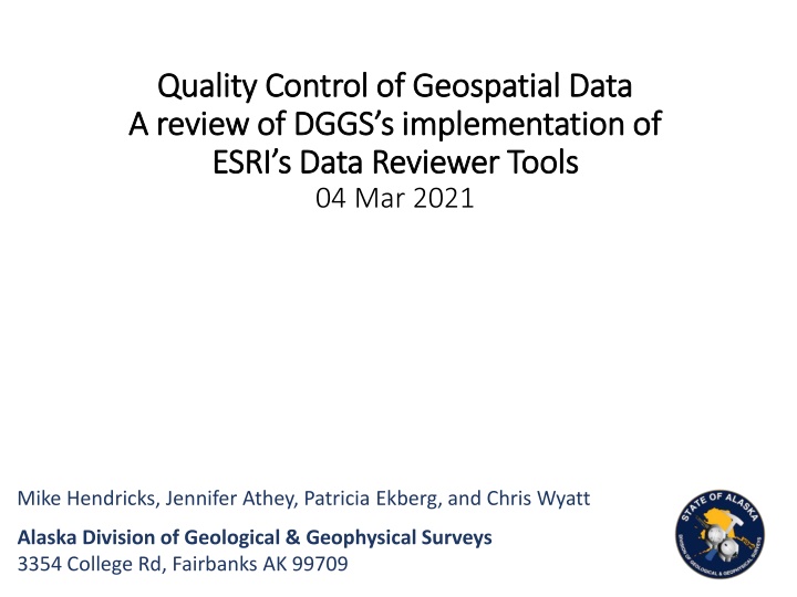 quality control of geospatial data quality n.w