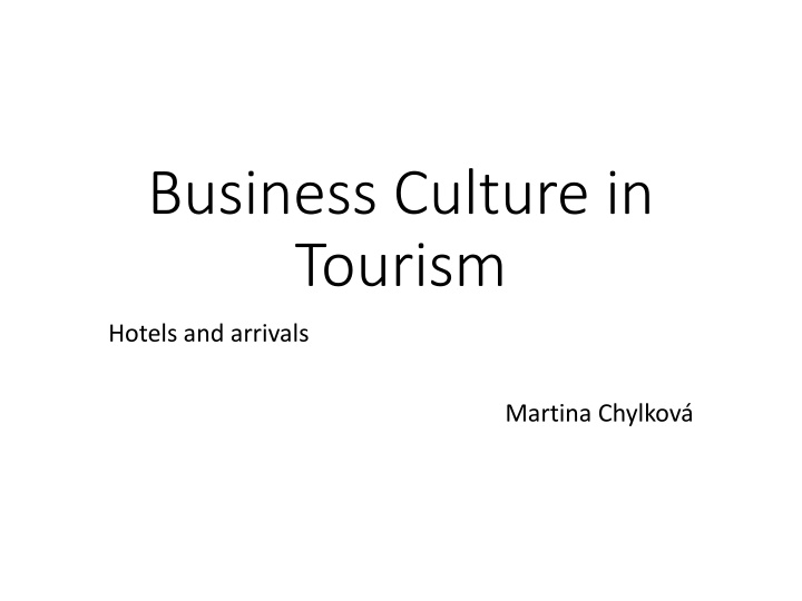 business culture in tourism n.w