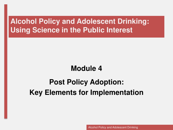 alcohol policy and adolescent drinking using n.w