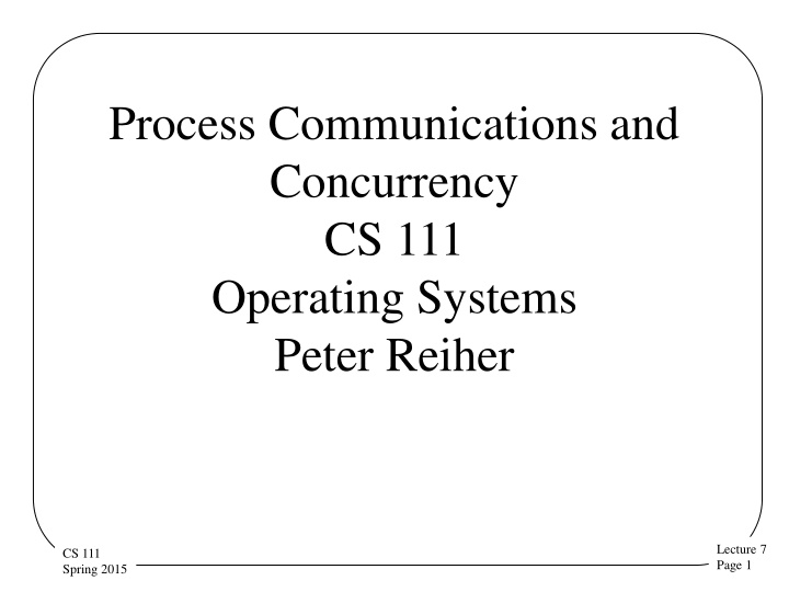 process communications and concurrency n.w