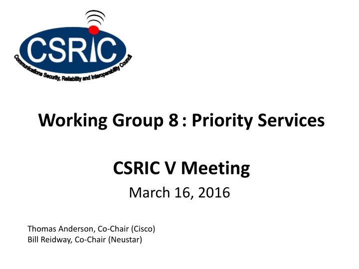 working group 8 priority services n.w