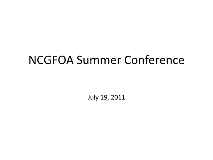ncgfoa summer conference n.w