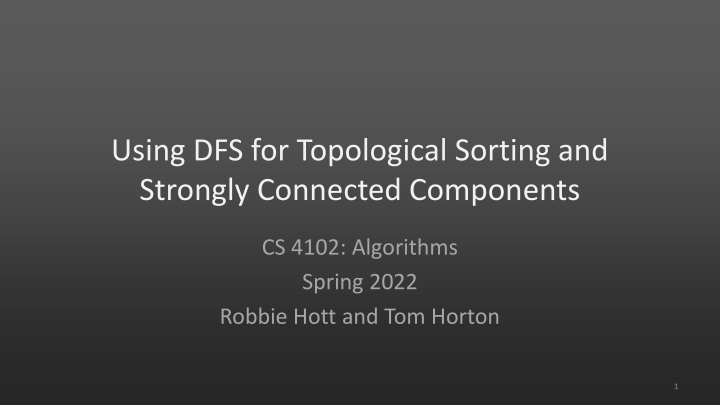 using dfs for topological sorting and strongly n.w