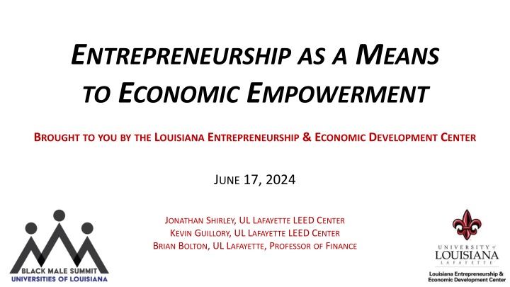 e ntrepreneurship as a m eans to e conomic n.w