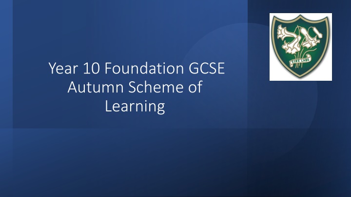year 10 foundation gcse autumn scheme of learning n.w