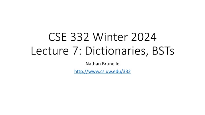 Dictionaries and Binary Trees Overview