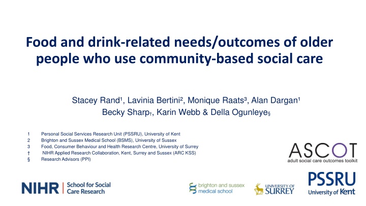 food and drink related needs outcomes of older n.w