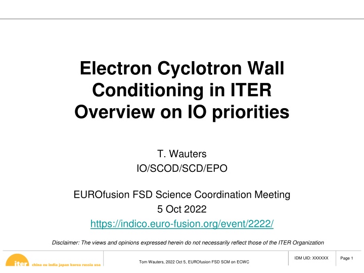 electron cyclotron wall conditioning in iter n.w