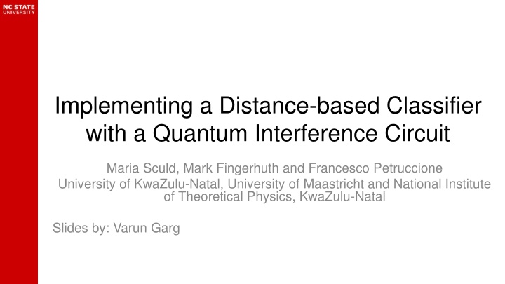 implementing a distance based classifier with n.w