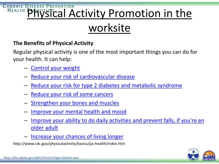 physical activity promotion in the worksite n.w