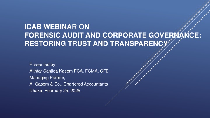 icab webinar on forensic audit and corporate n.w
