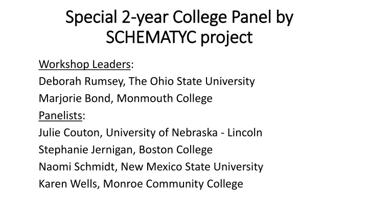 special 2 special 2 year college panel by year n.w