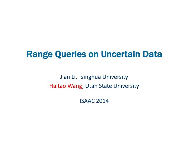 range queries on uncertain data range queries n.w