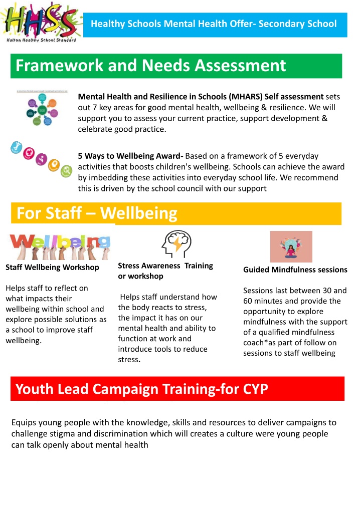 healthy schools mental health offer secondary n.w