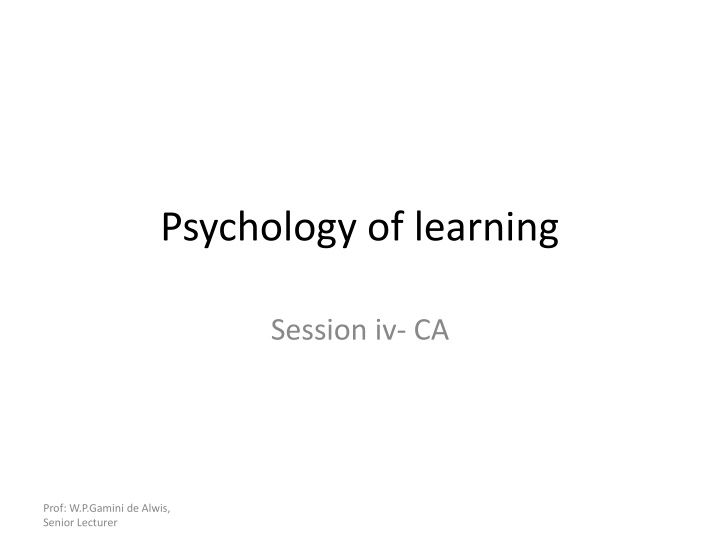 psychology of learning n.w