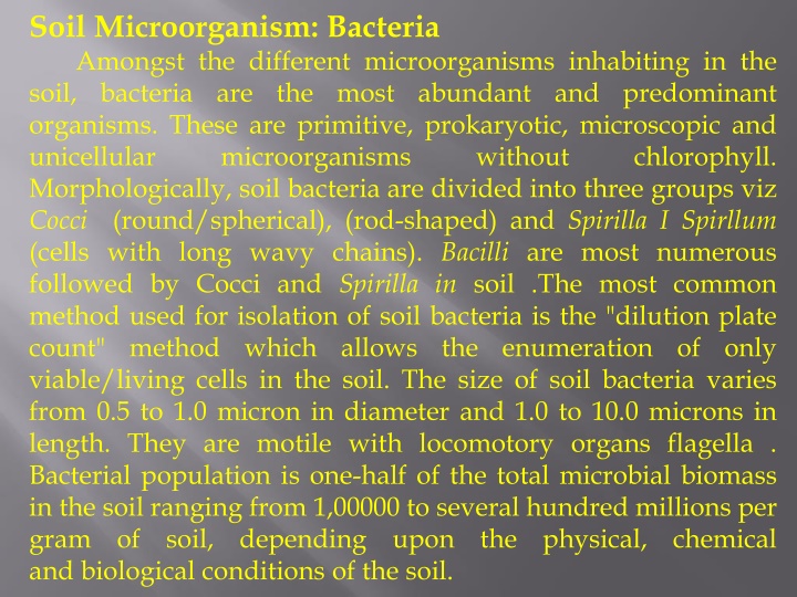 soil microorganism bacteria amongst the different n.w