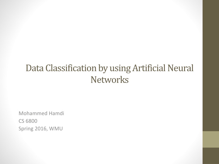 data classification by using artificial neural n.w