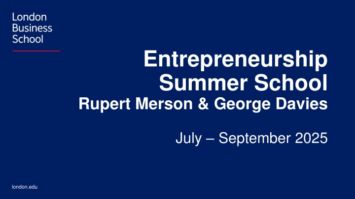 entrepreneurship summer school rupert merson n.w