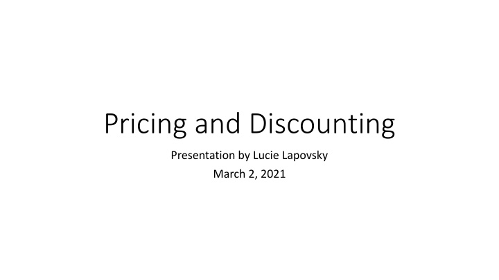 pricing and discounting n.w