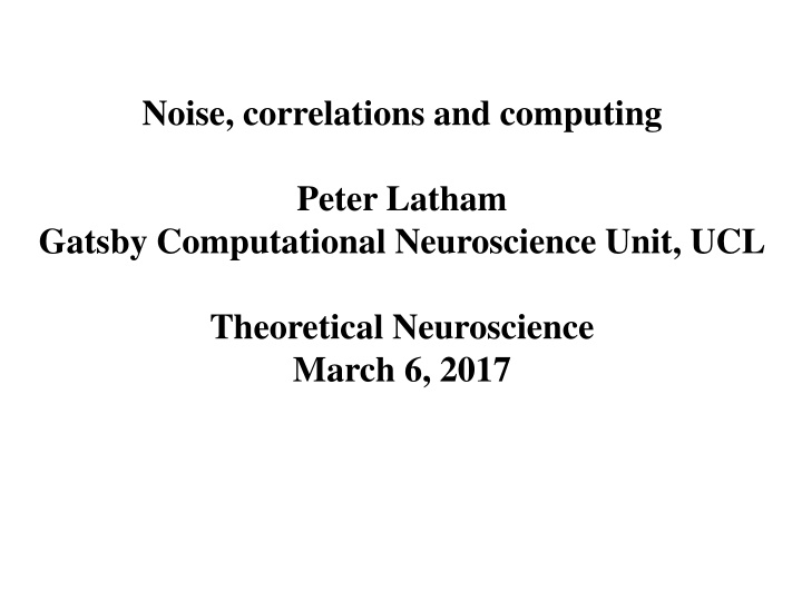 noise correlations and computing n.w