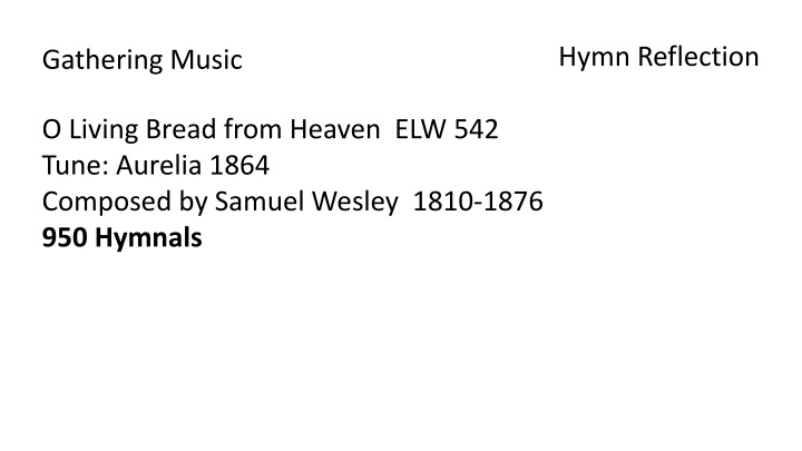 hymn reflection n.w