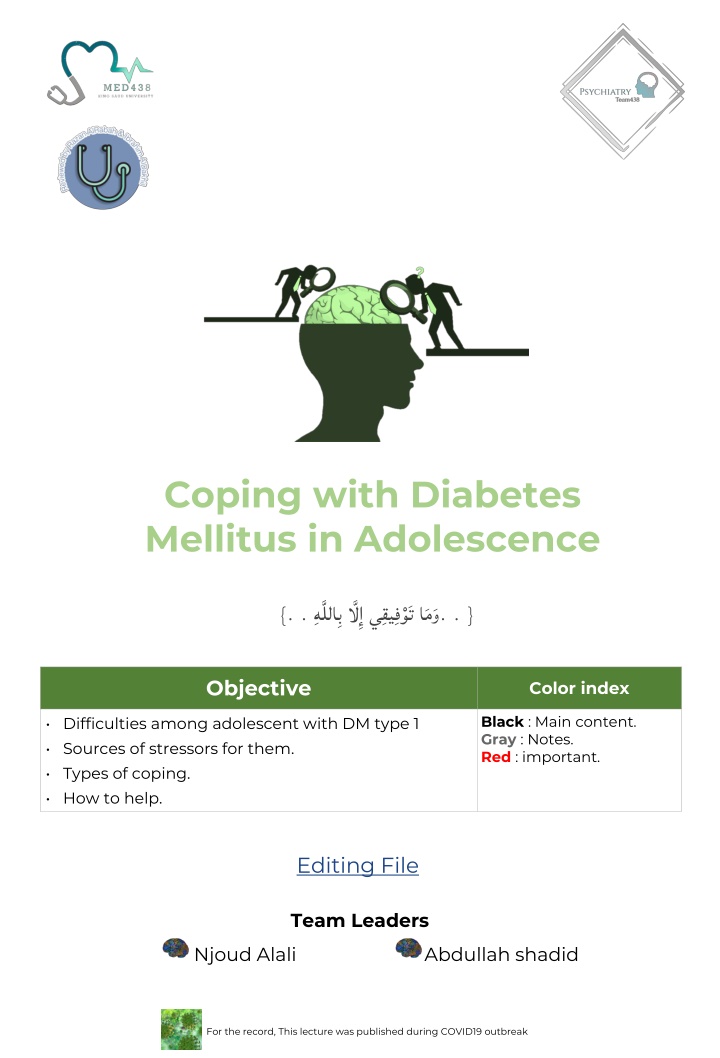 coping with diabetes mellitus in adolescence n.w