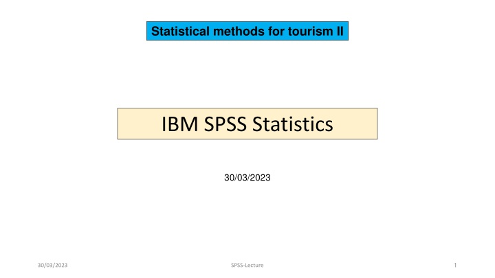 statistical methods for tourism ii n.w