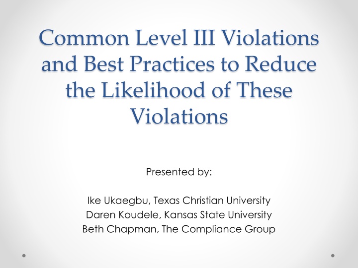 common level iii violations and best practices n.w
