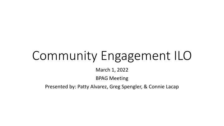 community engagement ilo n.w