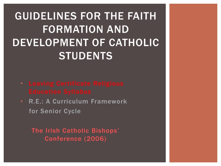 guidelines for the faith formation n.w
