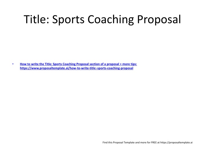 title sports coaching proposal n.w
