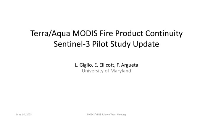terra aqua modis fire product continuity sentinel n.w